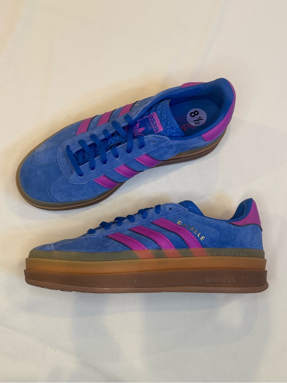 Adidas Gazelle Bold W Royal Blue Suede Pink Stripe Platform NWOB IG4367 Size 8.5 - Picture 16 of 16